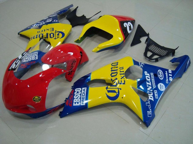 Rouge Jaune Bleu Corona Courses Carénage Moto GSXR 1000 K1 00-02