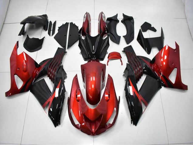 Rouge Noir Carénage Moto ZX14R ZZR 1400 06-11 Rouge Noir Carénage Moto ZX14R ZZR 1400 06-11