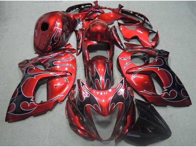 Rouge Noir Flamme Carénage Moto GSXR 1300 Hayabusa 08-19