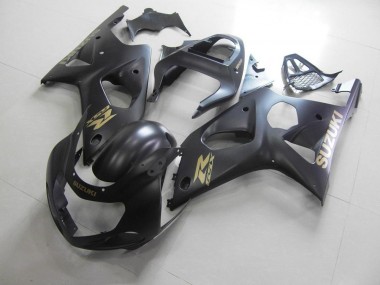 Tout Noir mat avec Décalque doré Carénage Moto GSXR 1000 K1 00-02