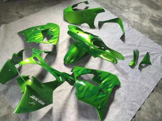 Vert Vert Flamme Carénage Moto ZX9R 00-01 Vert Vert Flamme Carénage Moto ZX9R 00-01